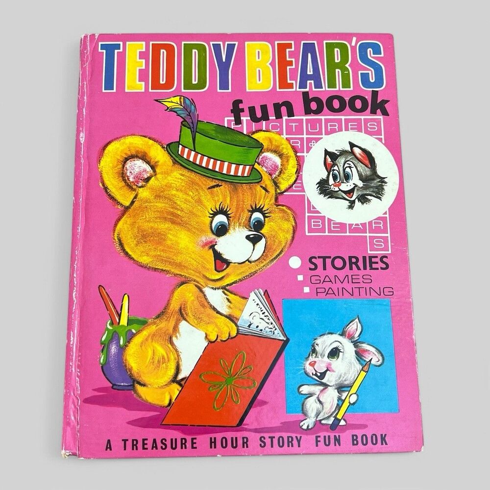 VTG 1972 Teddy Bears: Fun Book Treasure Hour Stories Games Painting Fairy Tales
